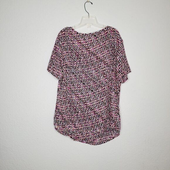 KIM ROGERS light weight geo dot pink top blouse size L - Picture 2 of 11